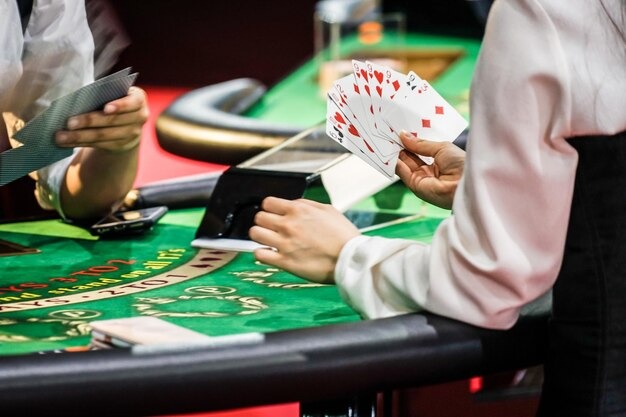 Live casino table with multiple betting positions